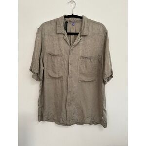 Lululemon Lab Mens Camp Short Sleeve Button Up Shirt Textured Taupe Size S